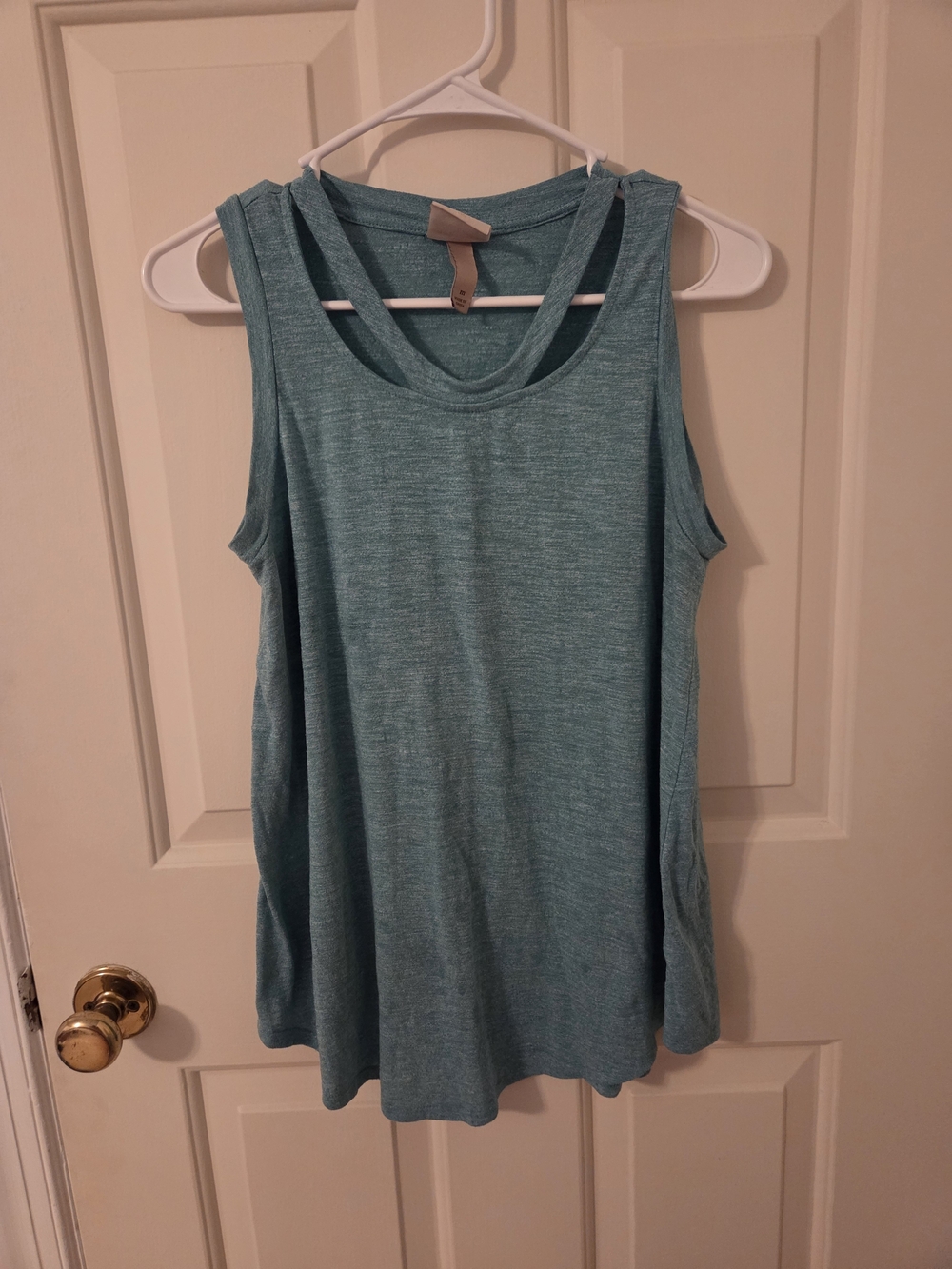 Knox Rose Heathered Aqua Scoop Neck Tank